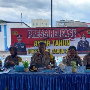 Kapolres OKU AKBP Danu Agus Purnomo SIK MH pada press release akhir tahun. Kanalberita.id / Apriansyah