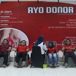 PT Semen Baturaja Tbk (SMBR), menggelar aksi Donor Darah yang diadakan secara serentak di tiga lokasi site SMBR. Foto dokumen SMBR