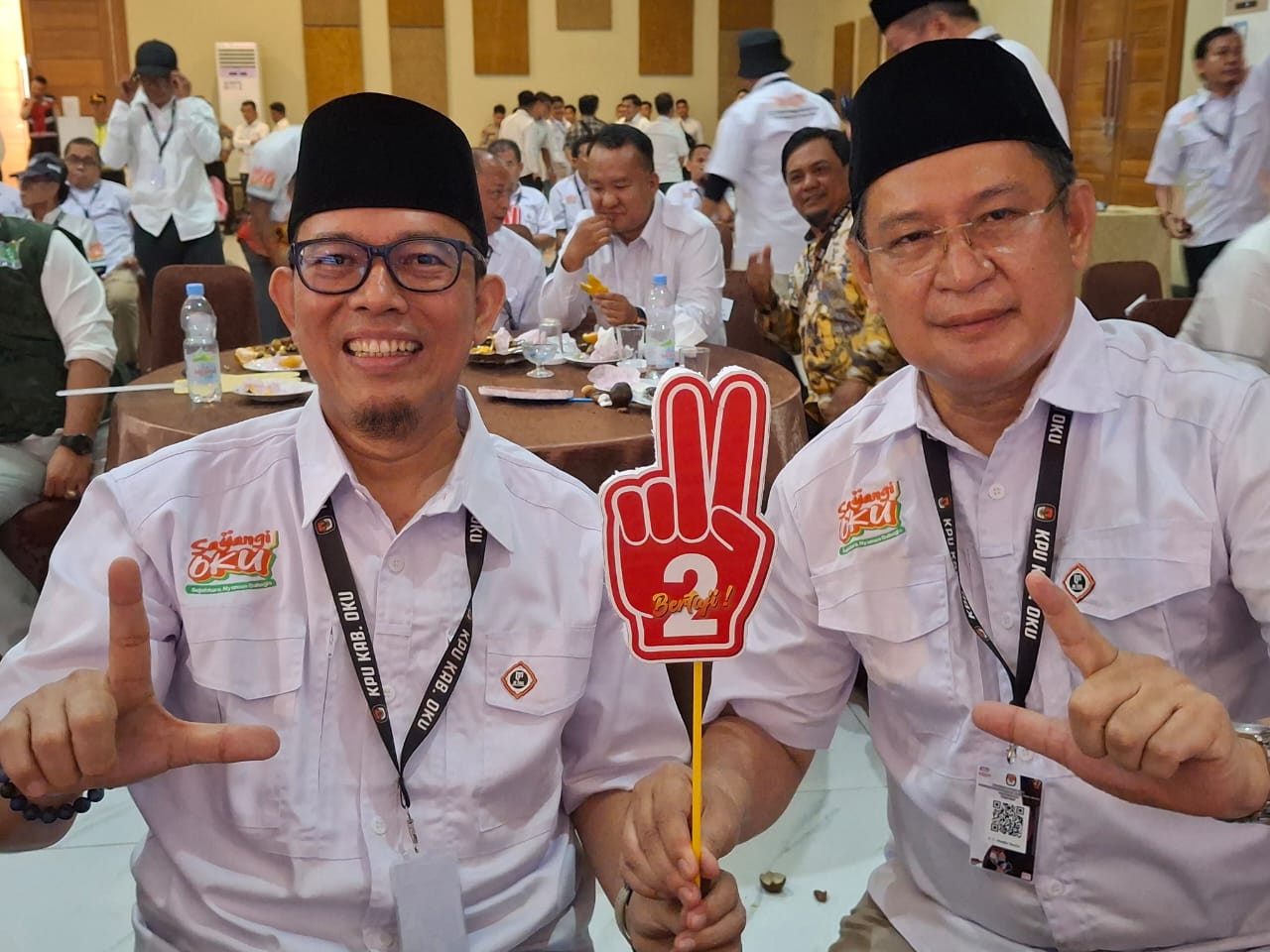 Pasangan BERTAJI (Bersama Teddy Meilwansyah – Marjito Bachri) mendapat nomor urut 2 pada Pilkada OKU 2024. Kanalberita.id / Edo