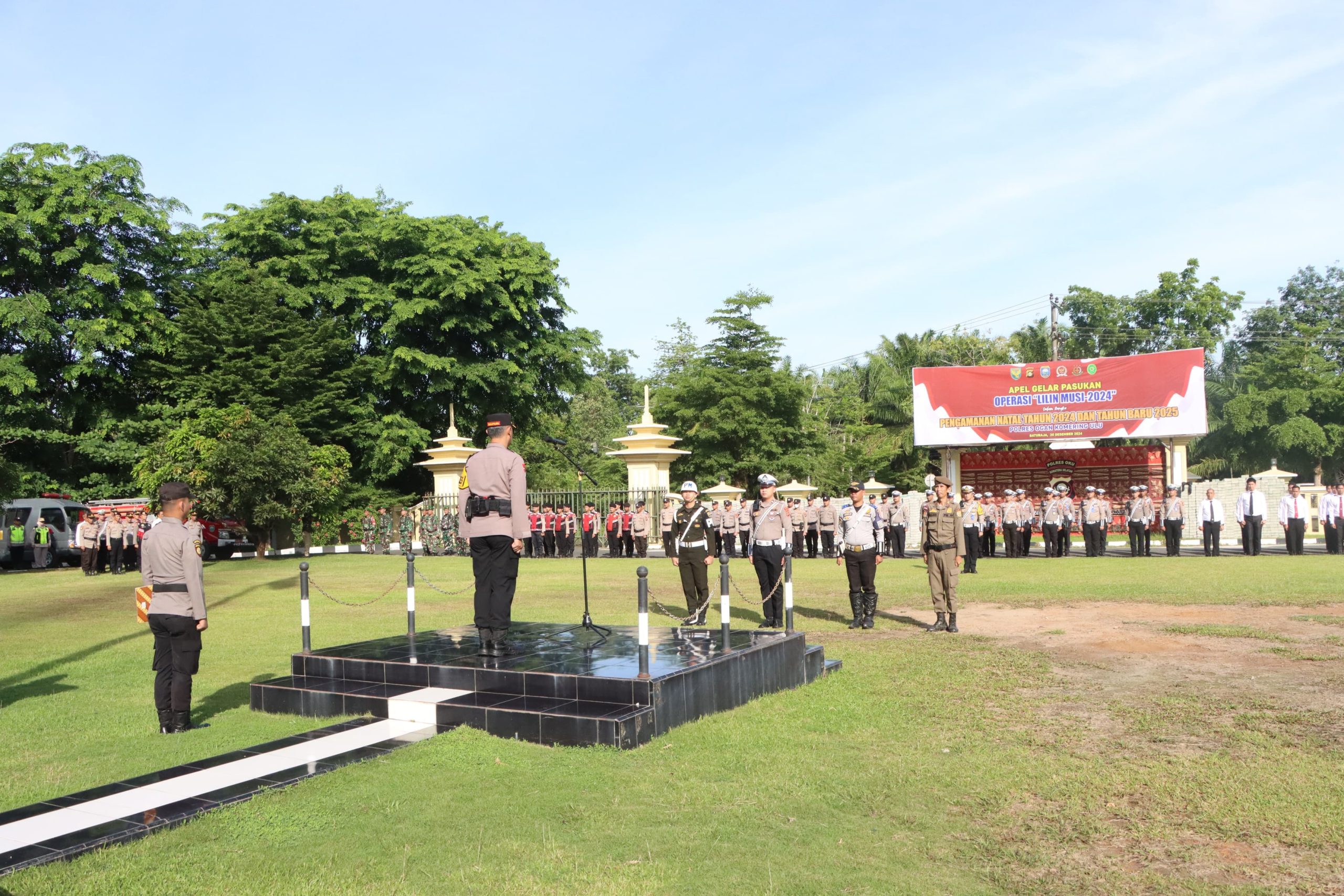 Apel gelar pasukan Operasi Lilin Mudin 2024 di Polres OKU. Foto dokumen Humas Polres.