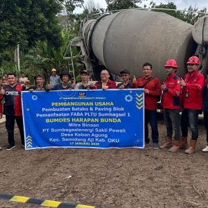 PT Sumbagselenergi Sakti Pewali (PT SSP) PLTU Mulut Tambang Sumbagsel-1 terus menjalin kemitraan dengan UMKM di lingkungan perusahaan dalam bentuk FABA (Fly Ash & Bottom Ash). Foto dokumen PLTU Sumbagsel-1