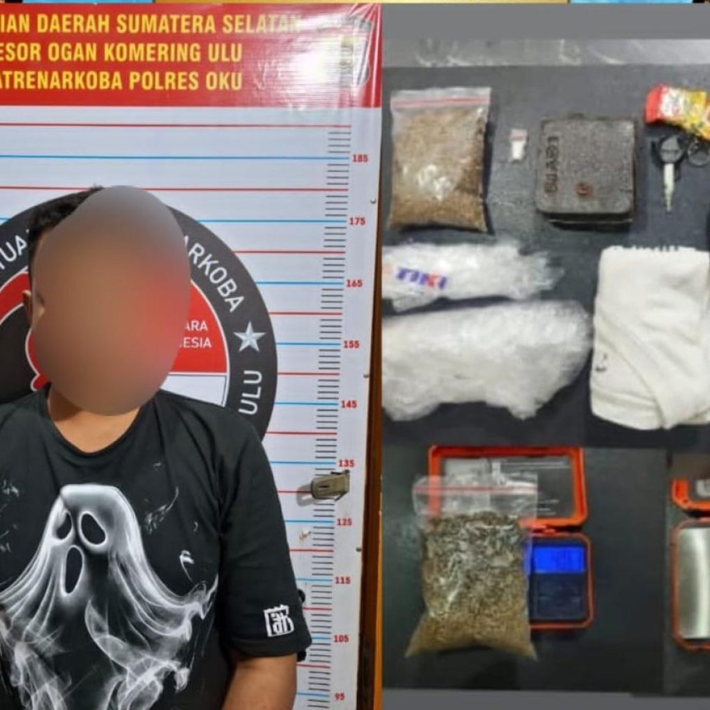 Satresnarkoba Polres OKU dibawah pimpinan Iptu Deka Saputra SE MSi berhasil mengamankan Is (32), warga Bandar Lampung yang diduga kurir narkoba. Foto dokumen Polres OKU