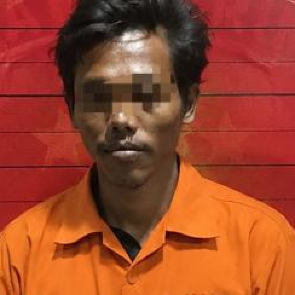 PENGGELAPAN MOTOR 1 Pelaku penggelapan sepeda motor berinisial MRS (41) diamankan polisi dipimpin oleh Kanit Reskrim Polsek Peninjauan IPDA Rery Handri Idyan SH. Foto dokumen polisi.