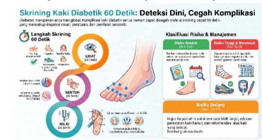Ustadzah menggunakan panduan visual dan log book untuk menerapkan langkah-langkah perawatan kaki harian.